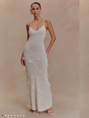 Meshki Suki Knit Maxi Dress With Flowers - Nude